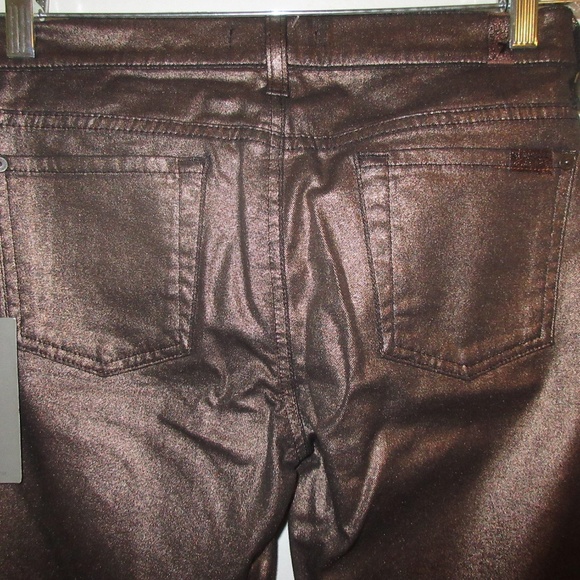 7 For All Mankind Metallic Bronze Skinny Jeans. - Picture 7 of 14